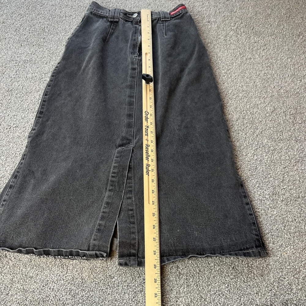 vtg‎ y2k denim Skirt Womens Size 9 Gray Trumpet Midi Front Slit fairycore goth - Picture 5 of 15